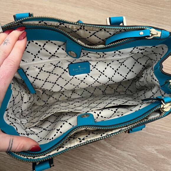EUC $385 Kate Spade New York Newbury Lane Turquoise Cadene Satchel - Picture 5 of 9